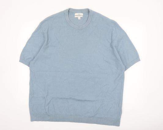 Marks and Spencer Men’s Blue Cotton Pullover Jumper 2XL Crew Neck