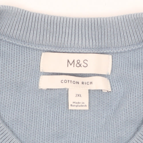 Marks and Spencer Men’s Blue Cotton Pullover Jumper 2XL Crew Neck