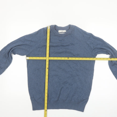Marks and Spencer Men’s Blue Cotton Crew Neck Pullover Jumper M