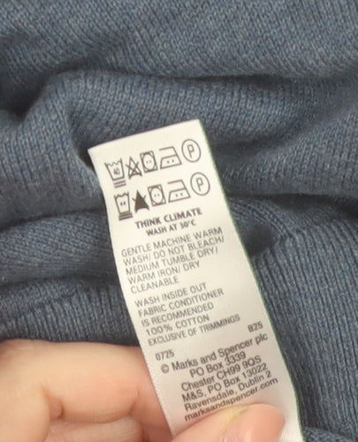 Marks and Spencer Men’s Blue Cotton Crew Neck Pullover Jumper M