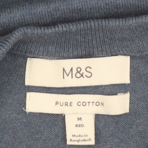 Marks and Spencer Men’s Blue Cotton Crew Neck Pullover Jumper M
