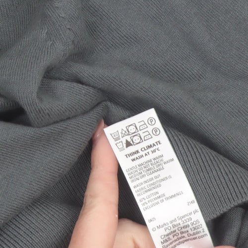 Marks and Spencer Men's Grey Cotton Collared Pullover Jumper M