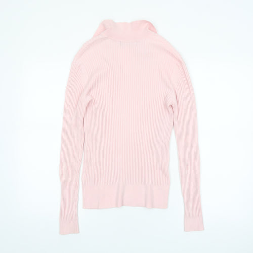 Marks and Spencer Women's Pink Collared Ribbed Pullover Jumper Size 10