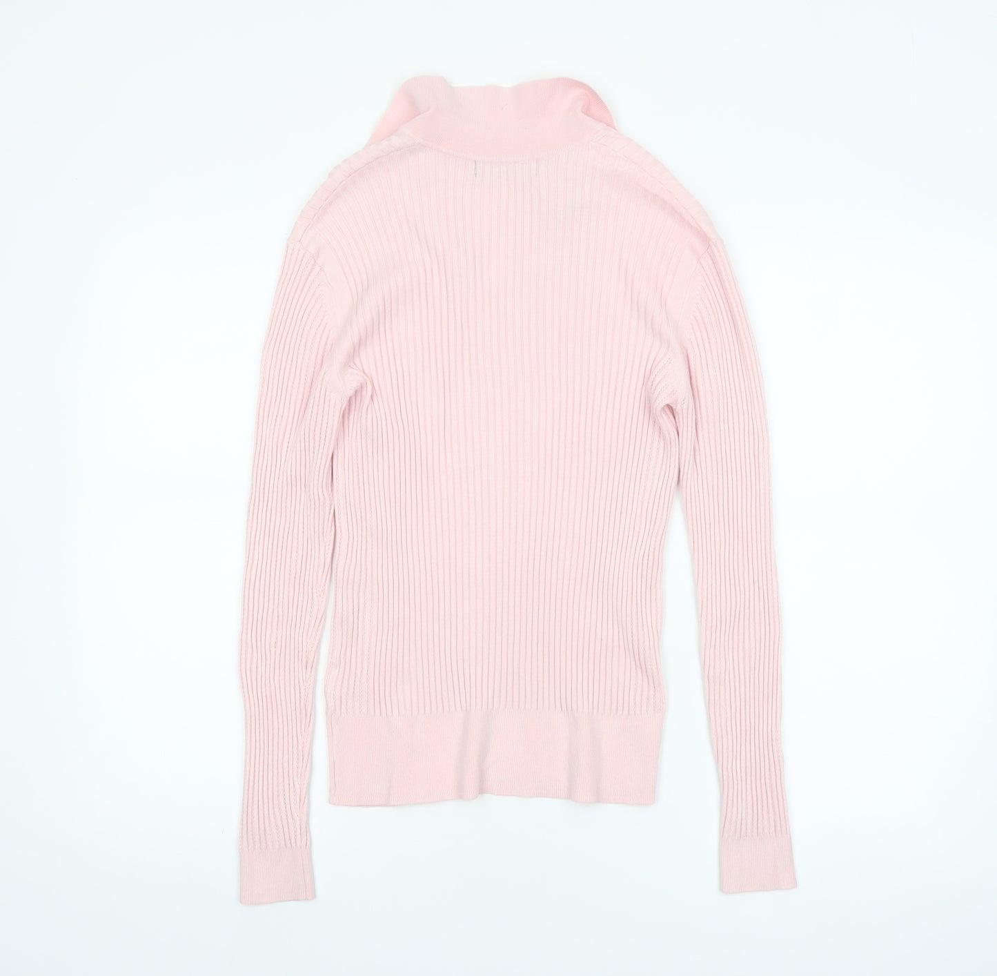 Marks and Spencer Women's Pink Collared Ribbed Pullover Jumper Size 10