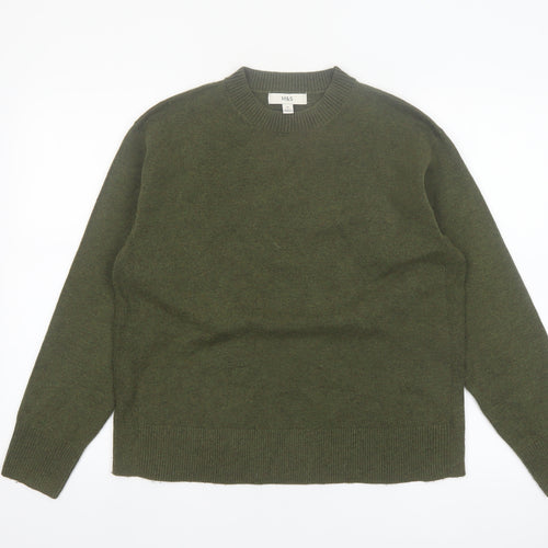 Marks and Spencer Women Green M Crew Neck Pullover Jumper