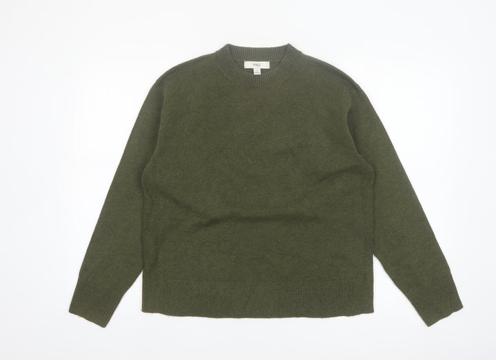 Marks and Spencer Women Green M Crew Neck Pullover Jumper