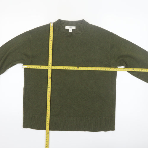 Marks and Spencer Women Green M Crew Neck Pullover Jumper