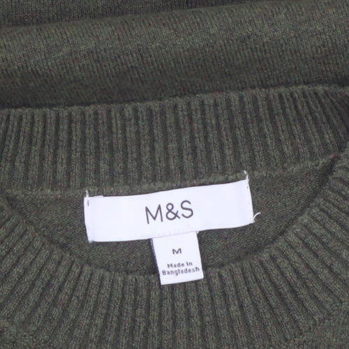 Marks and Spencer Women Green M Crew Neck Pullover Jumper
