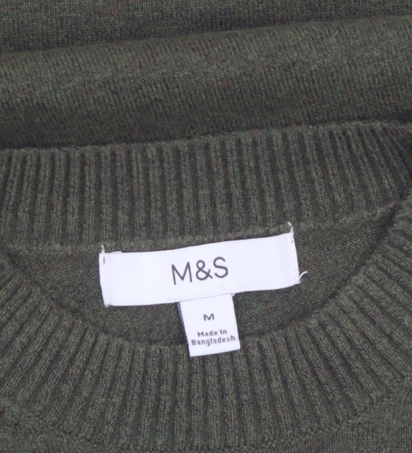 Marks and Spencer Women Green M Crew Neck Pullover Jumper