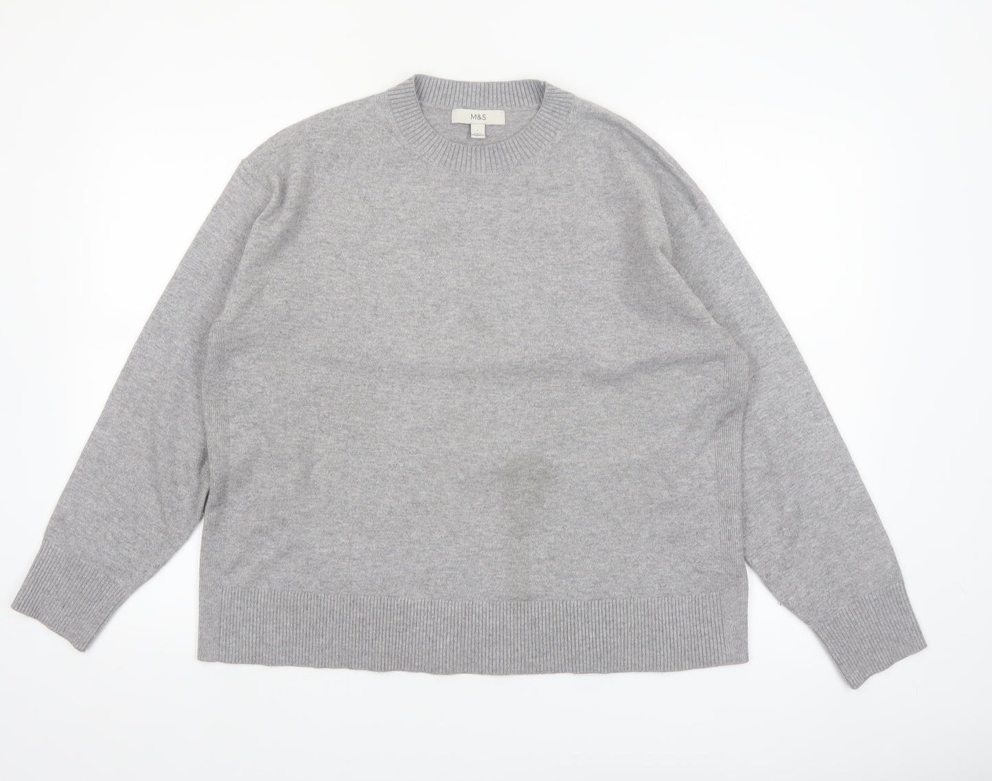 Marks and Spencer Womens Grey Wool Crew Neck Pullover Jumper L