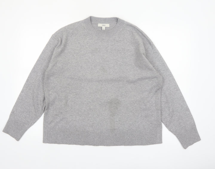 Marks and Spencer Womens Grey Wool Crew Neck Pullover Jumper L