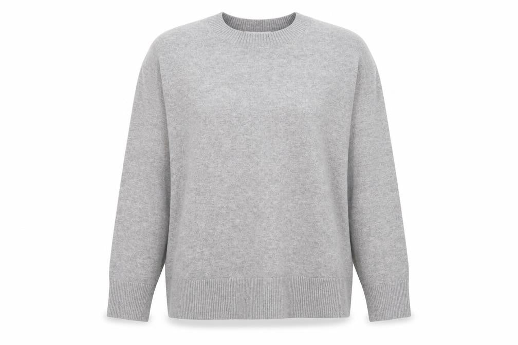 Front view of Marks & Spencer women’s grey wool crew neck jumper l