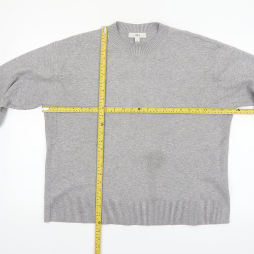 Marks and Spencer Womens Grey Wool Crew Neck Pullover Jumper L