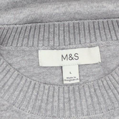 Marks and Spencer Womens Grey Wool Crew Neck Pullover Jumper L