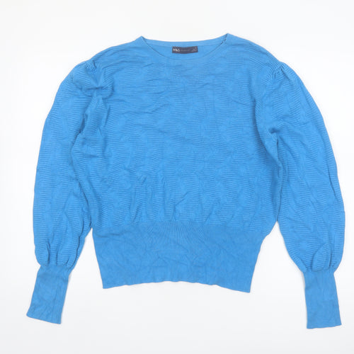 Marks and Spencer Women Blue L Knit Crew Neck Pullover Jumper