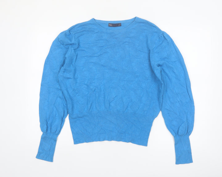 Marks and Spencer Women Blue L Knit Crew Neck Pullover Jumper