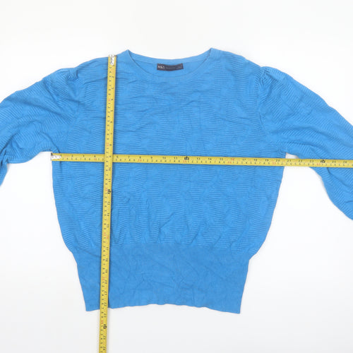 Marks and Spencer Women Blue L Knit Crew Neck Pullover Jumper