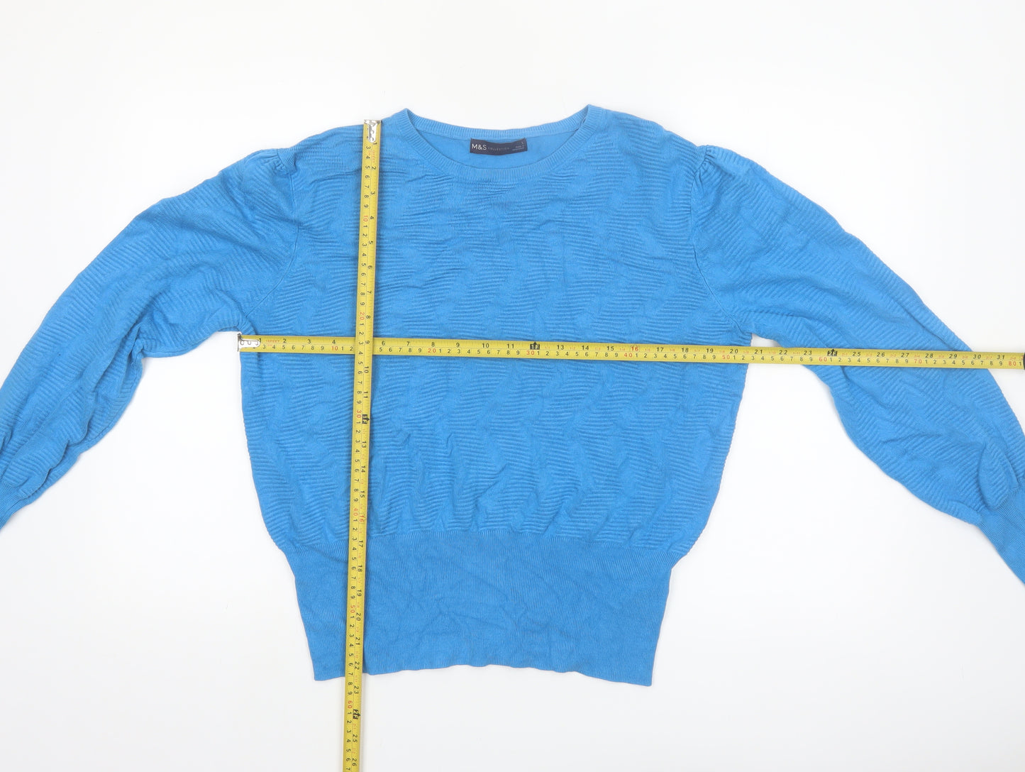 Marks and Spencer Women Blue L Knit Crew Neck Pullover Jumper