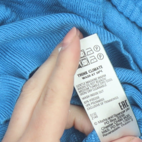 Marks and Spencer Women Blue L Knit Crew Neck Pullover Jumper