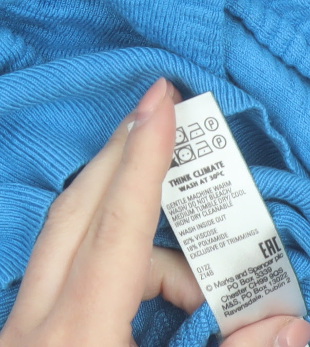 Marks and Spencer Women Blue L Knit Crew Neck Pullover Jumper