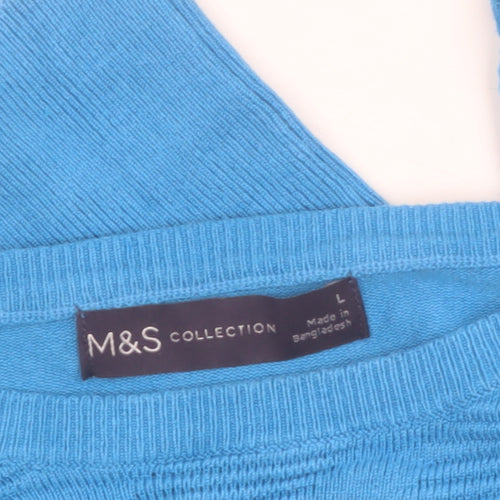 Marks and Spencer Women Blue L Knit Crew Neck Pullover Jumper