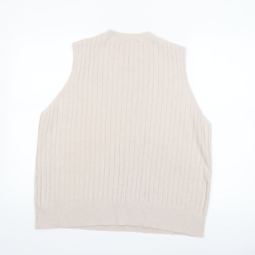 F&F Women Beige Ribbed Knit Sleeveless Vest Jumper Size XL