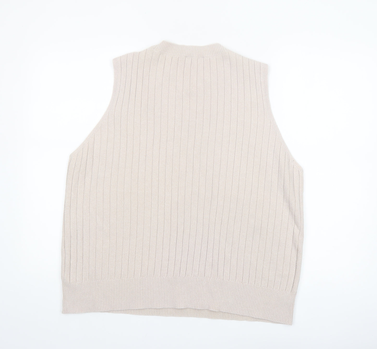 F&F Women Beige Ribbed Knit Sleeveless Vest Jumper Size XL