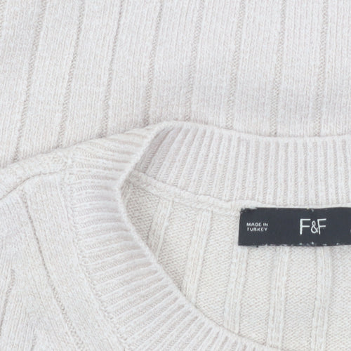 F&F Women Beige Ribbed Knit Sleeveless Vest Jumper Size XL