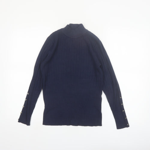 Marks and Spencer Women’s Navy Mock Neck Rib Knit Jumper Size 10