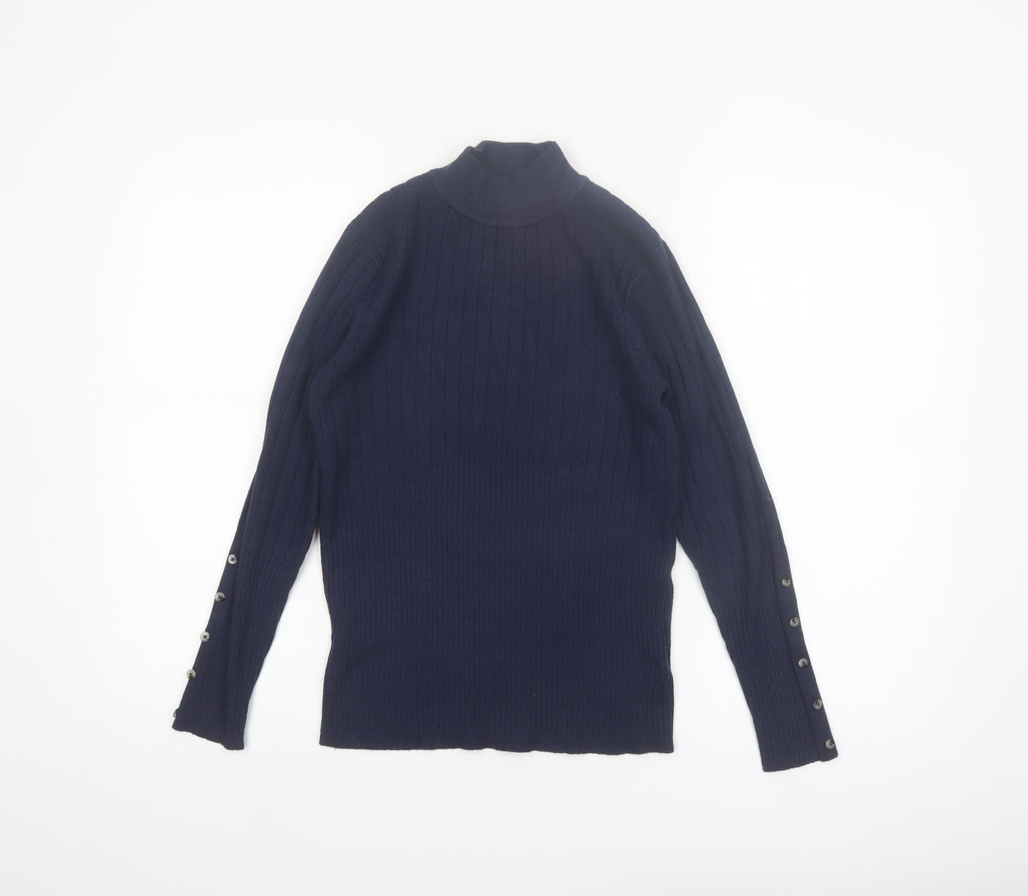 Marks and Spencer Women’s Navy Mock Neck Rib Knit Jumper Size 10