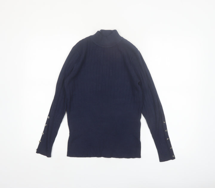 Marks and Spencer Women’s Navy Mock Neck Rib Knit Jumper Size 10