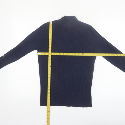 Marks and Spencer Women’s Navy Mock Neck Rib Knit Jumper Size 10