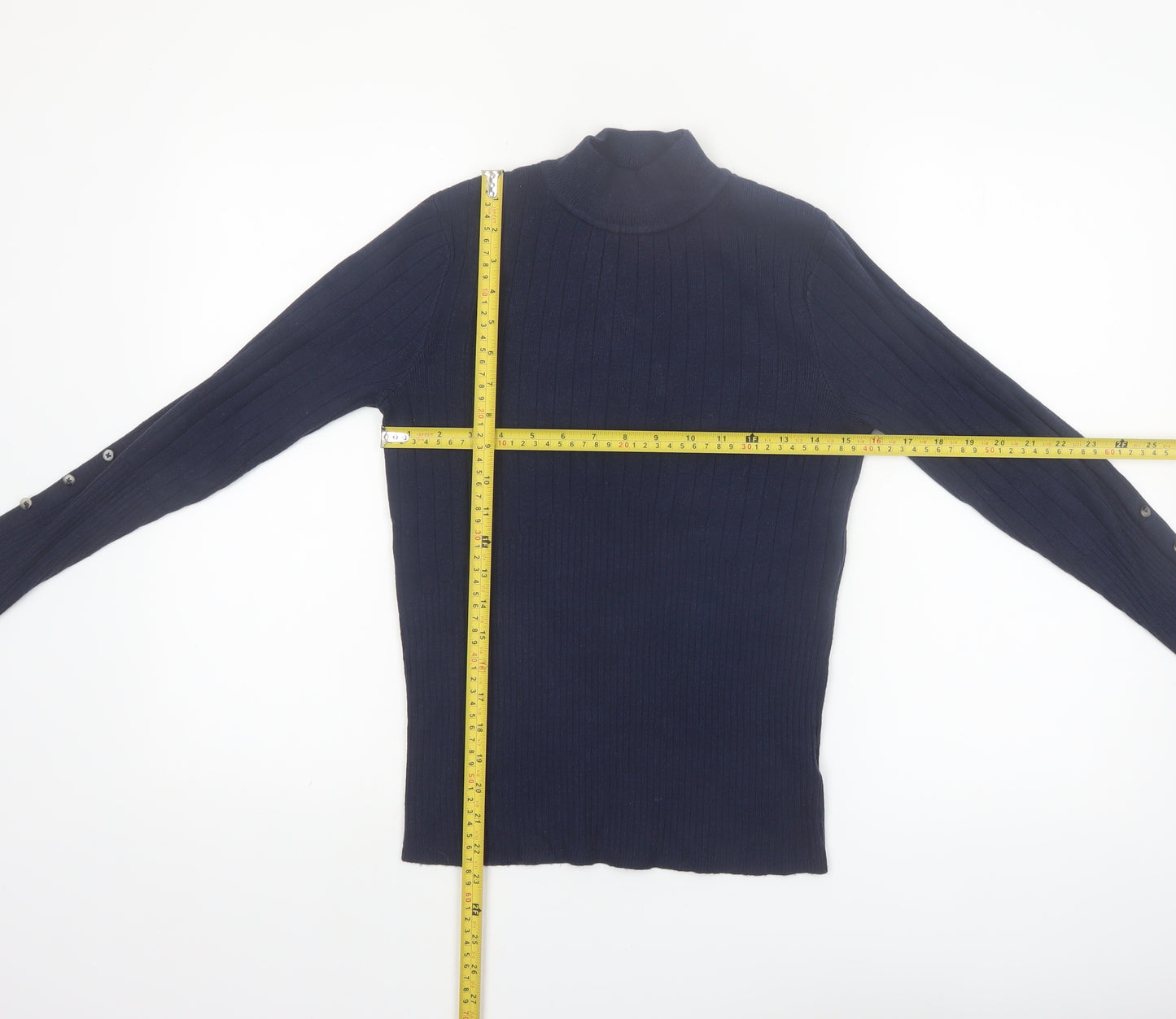 Marks and Spencer Women’s Navy Mock Neck Rib Knit Jumper Size 10