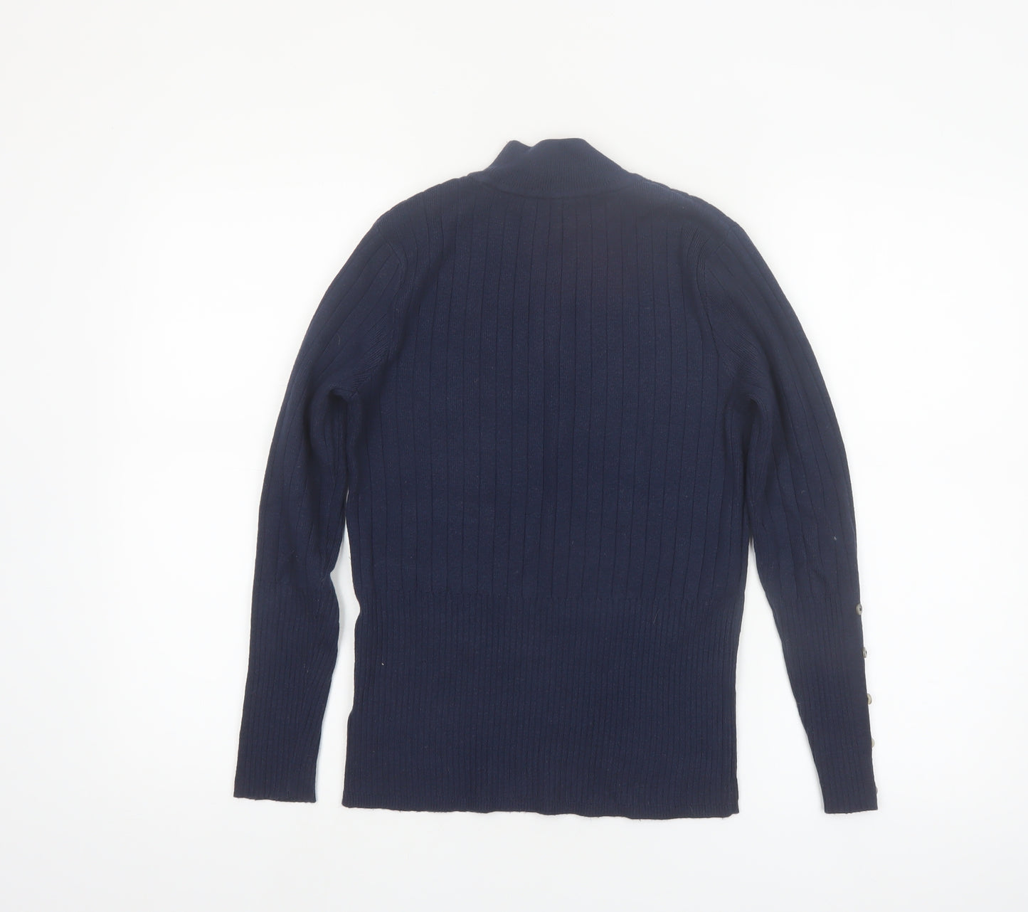 Marks and Spencer Women’s Navy Mock Neck Rib Knit Jumper Size 10