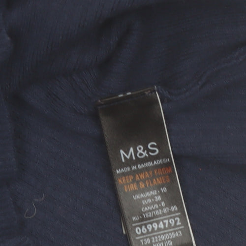 Marks and Spencer Women’s Navy Mock Neck Rib Knit Jumper Size 10