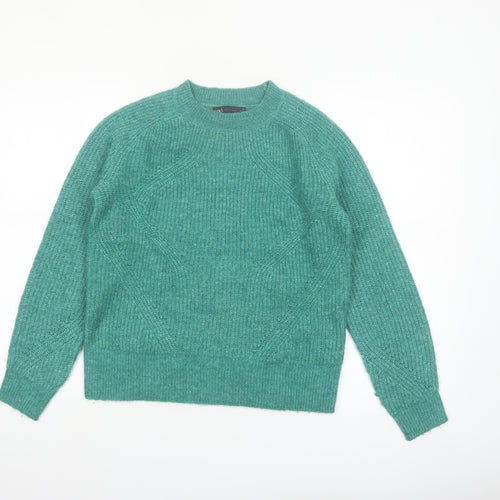 Marks and Spencer Women Green XS Chunky-Knit Crew Neck Jumper