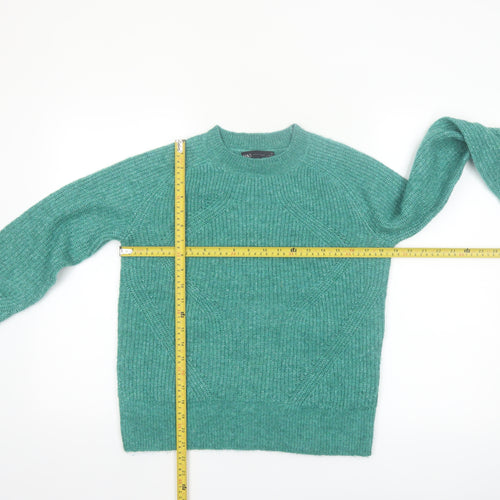 Marks and Spencer Women Green XS Chunky-Knit Crew Neck Jumper