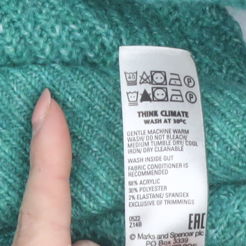 Marks and Spencer Women Green XS Chunky-Knit Crew Neck Jumper