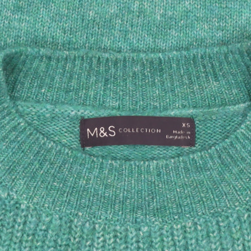 Marks and Spencer Women Green XS Chunky-Knit Crew Neck Jumper