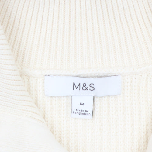 Marks and Spencer Women's Beige Knit Full Zip Sleeveless Vest M