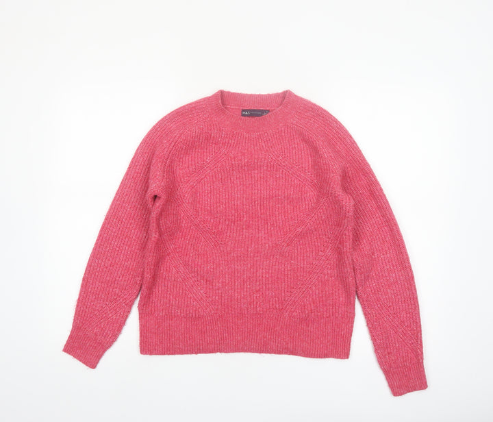 Marks and Spencer Womens Pink XS Crew Neck Knit Pullover Jumper