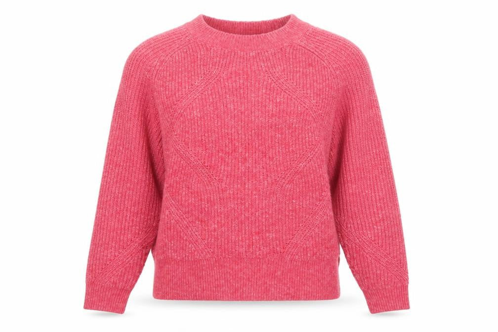 Front view of Marks & Spencer women’s pink xs crew neck knit jumper