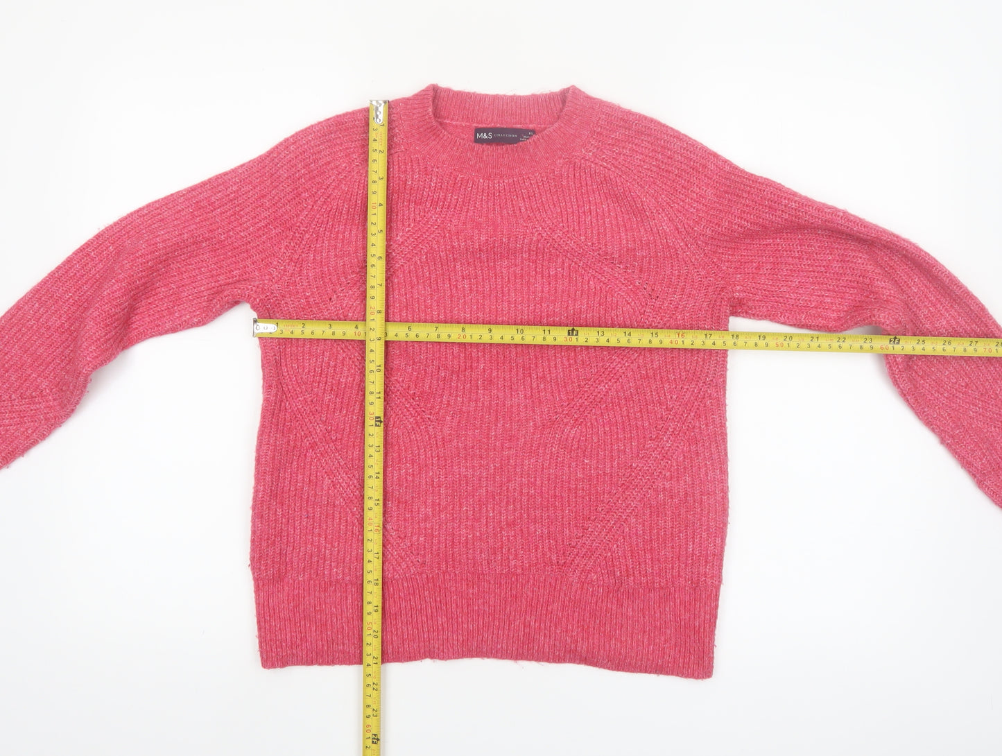 Marks and Spencer Womens Pink XS Crew Neck Knit Pullover Jumper