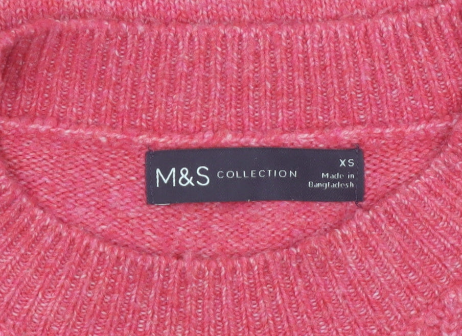 Marks and Spencer Womens Pink XS Crew Neck Knit Pullover Jumper