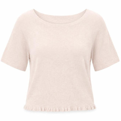 Monsoon Women Beige Short Sleeve Linen Blend Pullover Jumper Size S