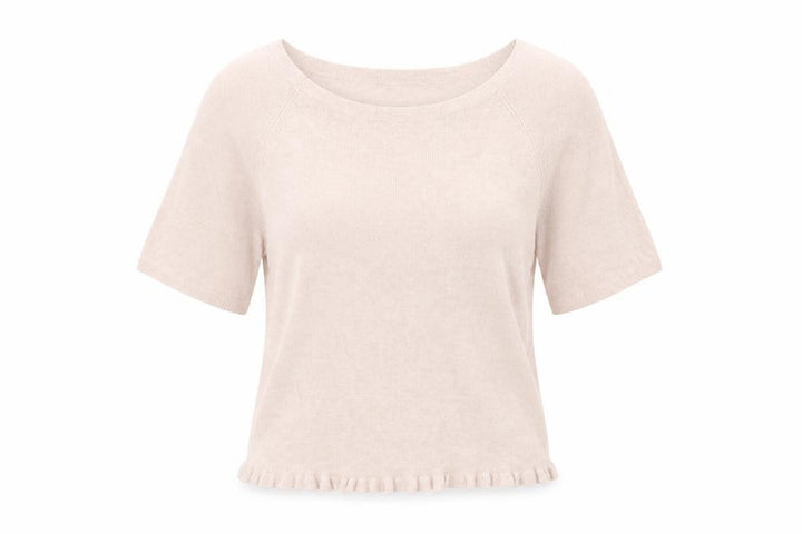 Monsoon Women Beige Short Sleeve Linen Blend Pullover Jumper Size S