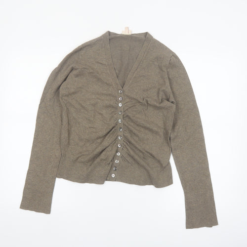 Whistles Womens Brown V-Neck Button Cardigan Size 12