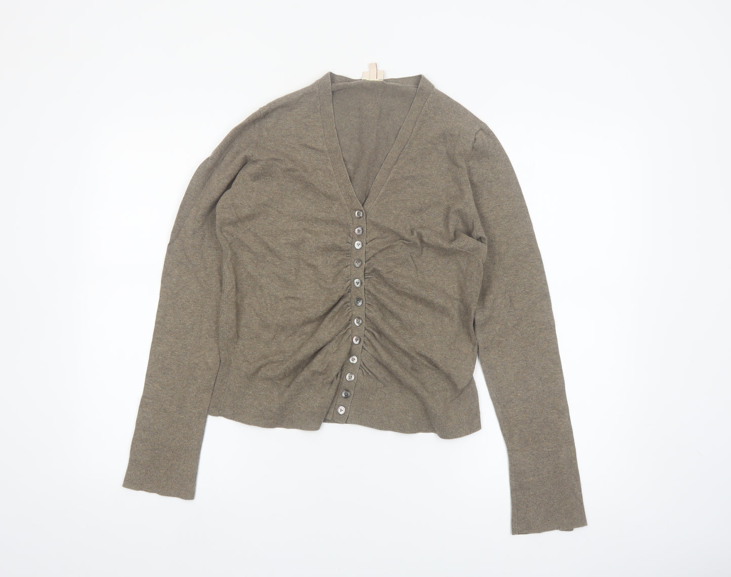 Whistles Womens Brown V-Neck Button Cardigan Size 12