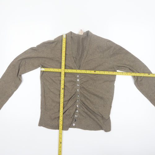 Whistles Womens Brown V-Neck Button Cardigan Size 12