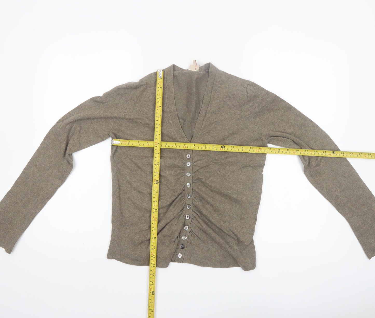 Whistles Womens Brown V-Neck Button Cardigan Size 12